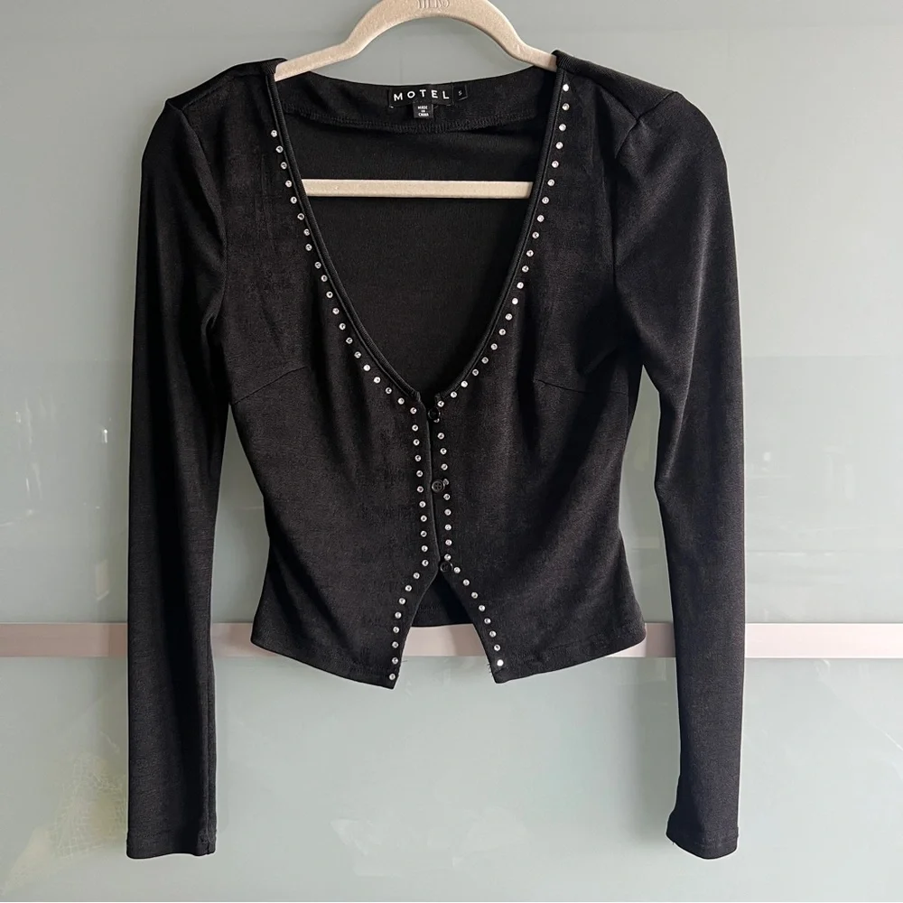 Motel Rhinestone Cardigan Top - Picture 2 of 4